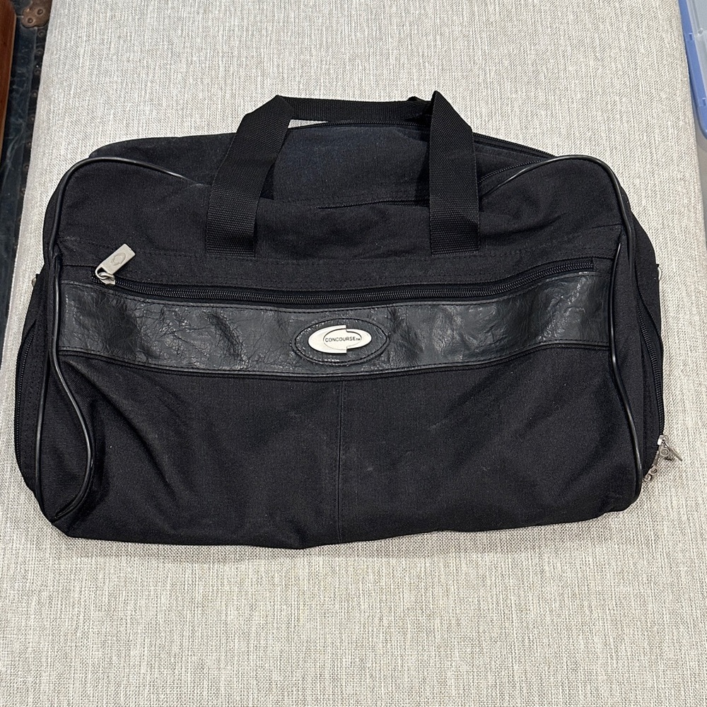 Concourse Black Duffel Bag for Men With Leather Trim and Feet